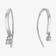 14K white gold mini flat hooked on hoops with dangle diamonds