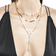 Triple strand disc remix lariat necklace - on model