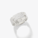 14K white gold vanity tag pave diamond ring