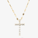 14K yellow gold baguette diamond everyday cross pendant necklace