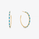 14K yellow gold small turquoise & diamond hoops