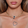 Denim blue diamond open heart necklace - on model