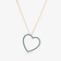 14K yellow gold denim blue diamond open heart necklace