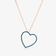 14K rose gold denim blue diamond open heart necklace