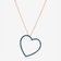 14K rose gold denim blue diamond open heart necklace