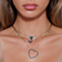 Denim blue diamond heart necklace - on model