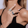 Denim blue diamond curved cigar ring - on model