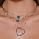 Denim blue & white diamond double butterfly necklace - on model