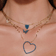Denim blue & white diamond double butterfly necklace - on model