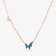 14K rose gold denim blue & white diamond double butterfly necklace