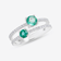 14K white gold green emerald diamond double band ring