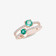 GREEN EMERALD DIAMOND DOUBLE BAND RING