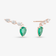 14K rose gold green emerald & pear diamond ear crawlers