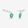 14K white gold green emerald & pear diamond ear crawlers
