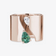 14K rose gold green emerald & pear diamond cigar band