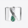 14K white gold green emerald & pear diamond cigar band