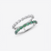 GREEN EMERALD & PEAR DIAMOND DOUBLE BAND RING