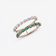 GREEN EMERALD & PEAR DIAMOND DOUBLE BAND RING
