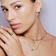 Green emerald & diamond removeable pendant - on model