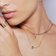 Green emerald & diamond removeable pendant - on model
