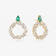 14K yellow gold green emerald mixed fancy diamond circle hoops