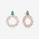 14K rose gold green emerald mixed fancy diamond circle hoops