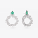 14K white gold green emerald mixed fancy diamond circle hoops