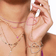 Pink sapphire open heart necklace - on model