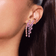 Pink sapphire heart & pear ear crawlers - on model
