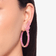 Pink sapphire princess cut hoops - on model
