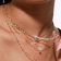 Solo floating diamond heart pendant necklace - on model