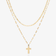 14K yellow gold double strand cross charm necklace