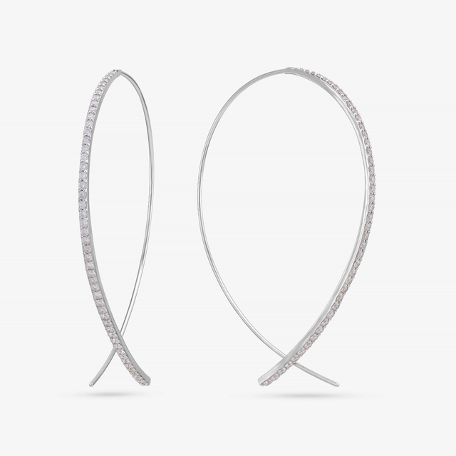 Small Diamond Inverted Hoops - LANA
