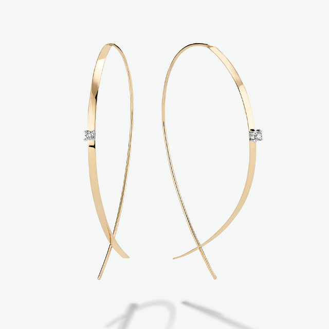 Small Diamond Inverted Hoops - LANA