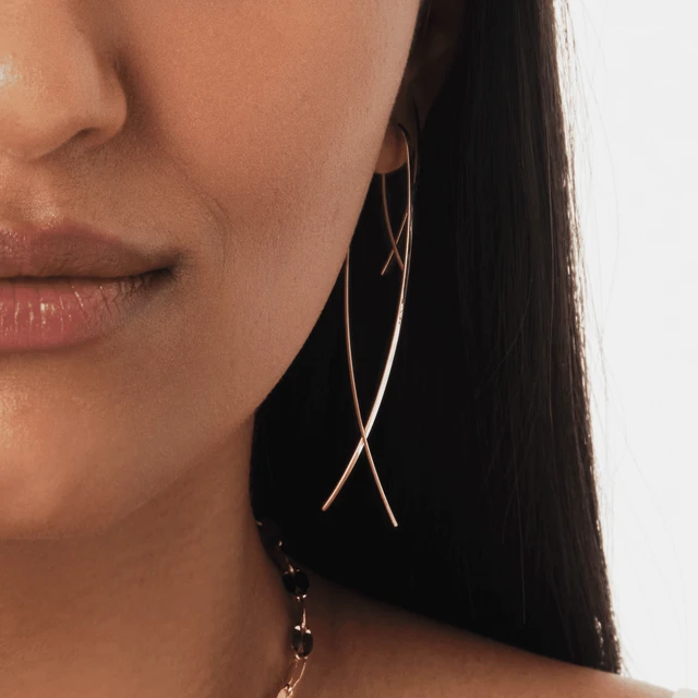 SMALL THREAD THROUGH UPSIDE DOWN HOOP™ EARRINGS - LANA