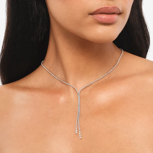 Baguette Diamond Tennis Necklace