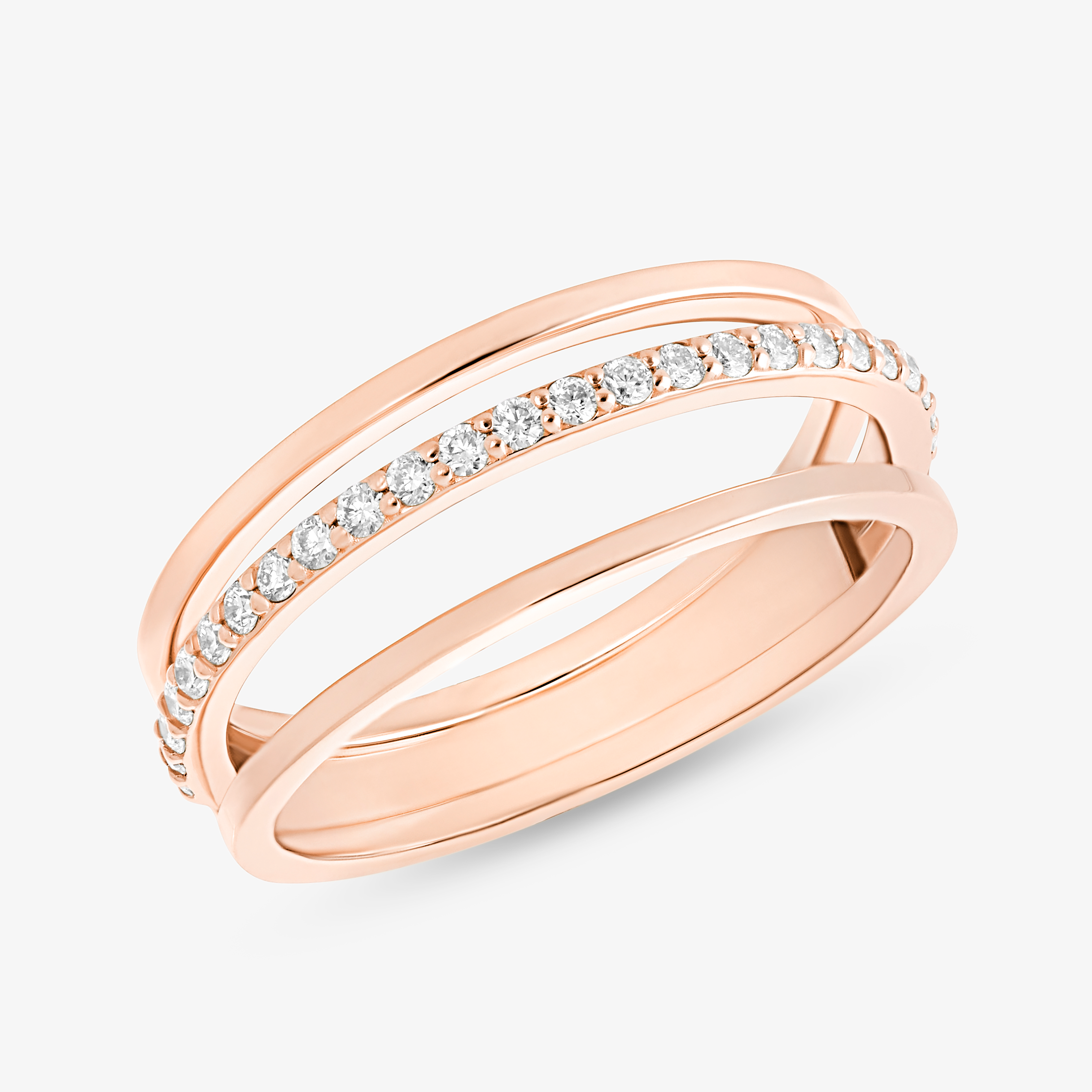 Lana Triple Row Diamond Ring In In 14k Rose Gold