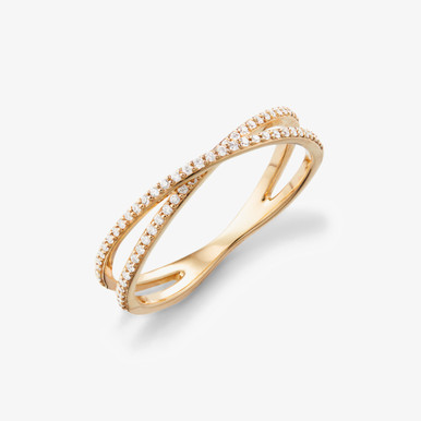 Flawless Thin Criss Cross Ring - LANA