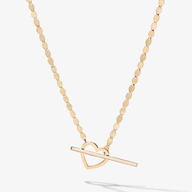 9ct Rope Chain T-Bar Heart Necklace by Gorgeous Gold | Look Again