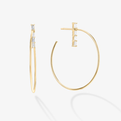 BAGUETTE DIAMOND WIRE HOOPS