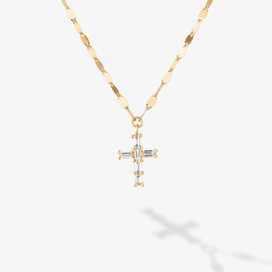 アクセサリー Glitter Baguette Diamond Cross Necklace Baguette Diamond Cross Necklace | Glitter