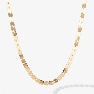 [LLOYD] 韓国☆21FW☆14K GOLD☆Square cut Necklace 14KT Yellow Gold 1.5mm Box Link Square Style Necklace Chain