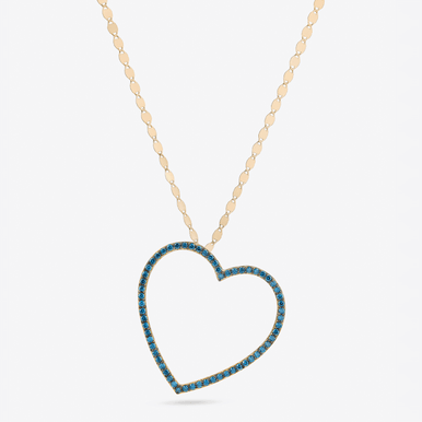DENIM BLUE DIAMOND OPEN HEART NECKLACE