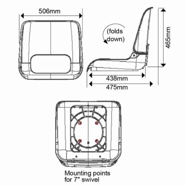 Oceansouth Skipper Folding Boat Seat (MA70331 MA70332 MA70333