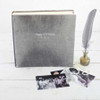 Velvet Wedding Photo Album - 12x12 in Silvery Gray with Script personalization - by Blue Sky Papers