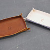Personalized Leather Catchall - personalied with single initial, serif on left & calligraphy on right- by Blue Sky Papers