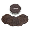 Custom Coaster Set with Tin Box - Brown Croco Leather - Blue Sky Papers