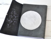 Constellation Leather Sketchbook - inside flap features a hand-painted, silvery moon - by Blue Sky Papers