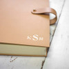 Travelers Photo Book by Blue Sky Papers - Nude Leather personalized with Monogram & Strap made a little big to expand with photos