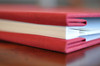 Post-bound Guest Book - Exposed spine, shown in Red linen - by Blue Sky Papers